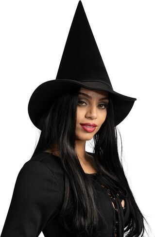 Spooktacular Creations Halloween Black Witch Hat, Soft Satin Witch Hat for Women, Halloween Costume Accessory, School Role Playing, Themed Parties in Saudi Arabia