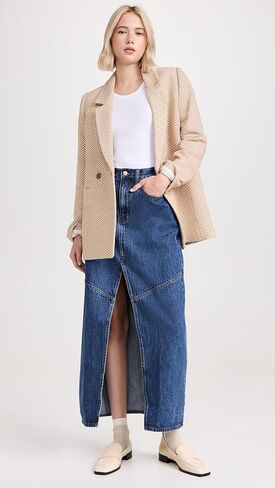 Madewell Women's Denim Mid-Rise Maxi Skirt in Pineland Wash in Kuwait