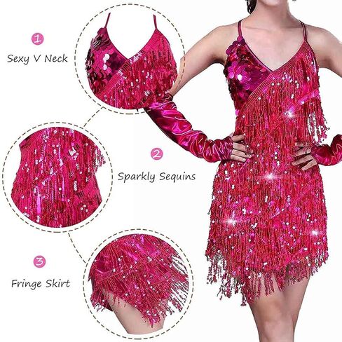 Drecode Sequin Fringe Skirt Dress Glitter Tassel Skirt Festival Rave Space Cowgirl Outfit Carnival Party Dance Costumes in Saudi Arabia