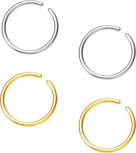 NZDLM Hoop Cartilage Earring Fake Earrings Nose Rings Septum Nose Ring Stainless Steel for Women Men Girls in Kuwait