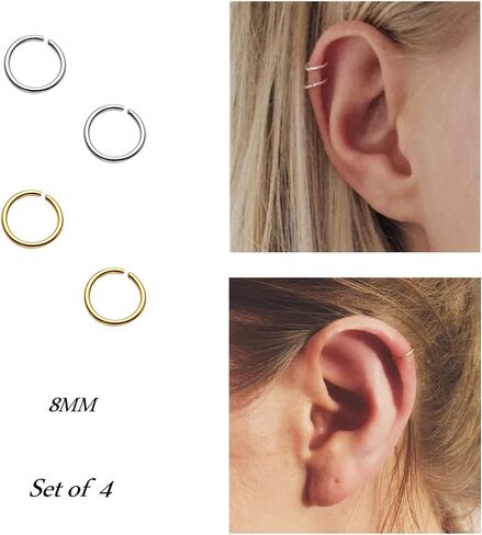 NZDLM Hoop Cartilage Earring Fake Earrings Nose Rings Septum Nose Ring Stainless Steel for Women Men Girls in Kuwait