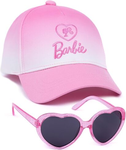 Barbie Girls Cap and Free Sunglasses | Kids Doll Logo Pink Ombre Adjustable Snapback Baseball Hat Summer Holiday Accessories in Saudi Arabia
