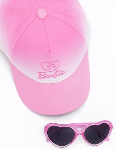Barbie Girls Cap and Free Sunglasses | Kids Doll Logo Pink Ombre Adjustable Snapback Baseball Hat Summer Holiday Accessories in Saudi Arabia