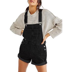 Sovoyontee Women's Shortalls Classic Adjustable Straps Denim Bib Jean Overalls Shorts Rompers Summer Jumpsuits