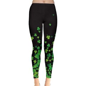 CowCow Womens Stretchy Pants Green Shamrock St Patricks Day Clover Leaves Leprechauns Leggings, XS-5XL