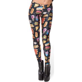 Sister Amy Women's High Waist Pure Color Digital Printted Ankle Elastic Tights Legging
