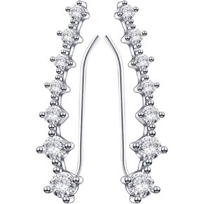 CROWN GUIDE Earrings for Women Trendy Rhinestone Ear Cuff Wraps Crawler Earring Non Pierced 925 Sterling Silver Clip On Earcuff Hypoallergenic Diamond Climbing Earrings Jewelry Gifts in Saudi Arabia