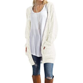 GRECERELLE Women's Loose Open Front Long Sleeve Chunky Knit Cable Cardigans Sweater with Pockets in Kuwait