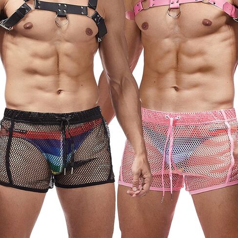 Mens Mesh Shorts Sexy Boxers See Through Boxers for Men in Saudi Arabia