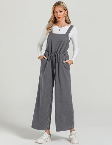 luvamia Jumpsuits for Women Loose Fit Waffle Knit Baggy Fashion Wide Leg Jumpsuit Overalls Comfy Casual Long Pant Romper in Saudi Arabia