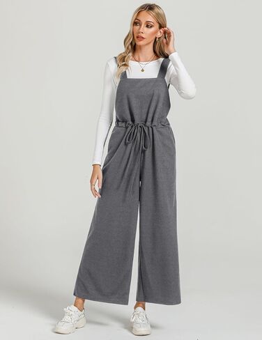 luvamia Jumpsuits for Women Loose Fit Waffle Knit Baggy Fashion Wide Leg Jumpsuit Overalls Comfy Casual Long Pant Romper in Saudi Arabia
