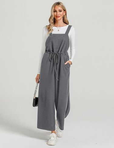 luvamia Jumpsuits for Women Loose Fit Waffle Knit Baggy Fashion Wide Leg Jumpsuit Overalls Comfy Casual Long Pant Romper in Saudi Arabia