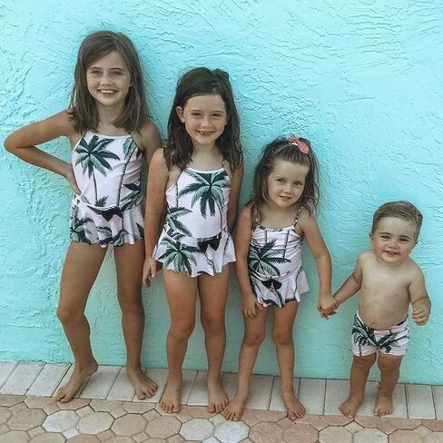 IFFEI Mommy and Me Swimsuit Coconut Tree Printed V Neck One Piece Swimwear Baby Boys: 9-12 Months in Saudi Arabia