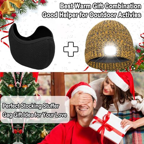 Beanie Hat with Light LED & Face Cover Gifts for Men Women Teen Girls Novelty Winter Knit Hats Christmas Stocking Stuffers (Navy) in Kuwait