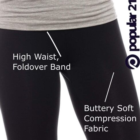 Popular 21 Fold Over Yoga Pants for Women | Soft Cotton Full Length Leggings in Saudi Arabia