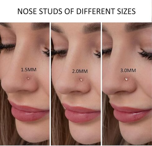 9Pcs 18G 20G Nose Rings Studs: Hinged Hoop Nose Rings for Women Men, Corkscrew Bone L Shaped Nose Studs Hypoallergenic 316L Surgical Steel Nose Piercings Jewelry Small Silver Gold Nose Rings with 1.5/2/3MM Cubic Zirconia in Saudi Arabia