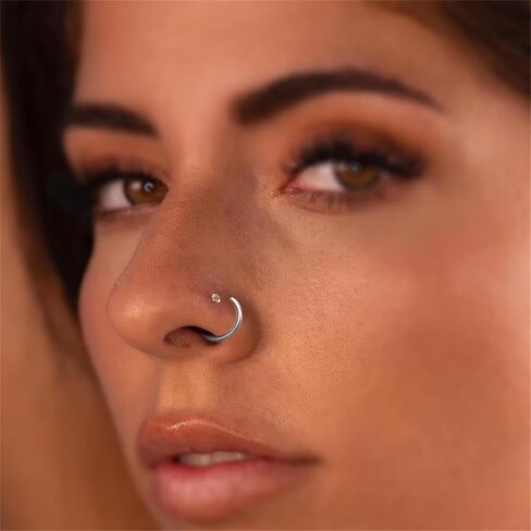 9Pcs 18G 20G Nose Rings Studs: Hinged Hoop Nose Rings for Women Men, Corkscrew Bone L Shaped Nose Studs Hypoallergenic 316L Surgical Steel Nose Piercings Jewelry Small Silver Gold Nose Rings with 1.5/2/3MM Cubic Zirconia in Saudi Arabia