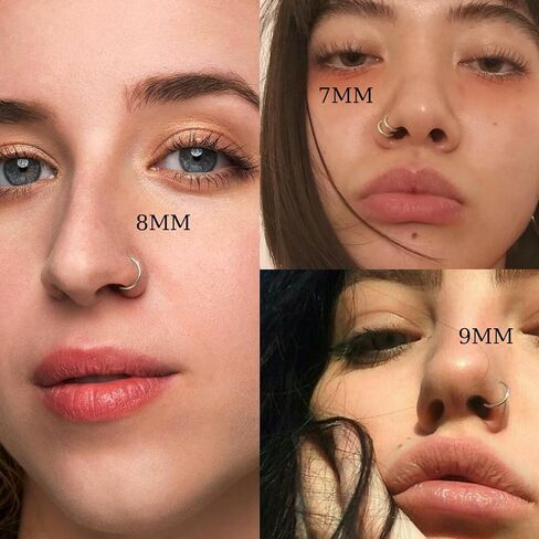 9Pcs 18G 20G Nose Rings Studs: Hinged Hoop Nose Rings for Women Men, Corkscrew Bone L Shaped Nose Studs Hypoallergenic 316L Surgical Steel Nose Piercings Jewelry Small Silver Gold Nose Rings with 1.5/2/3MM Cubic Zirconia in Saudi Arabia