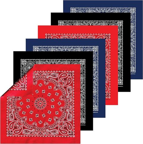 B53 100% Cotton Paisley Bandanas Made in the USA - Stylish Headband, Handkerchief, Scarf - 21 inch x 21 inch in Kuwait