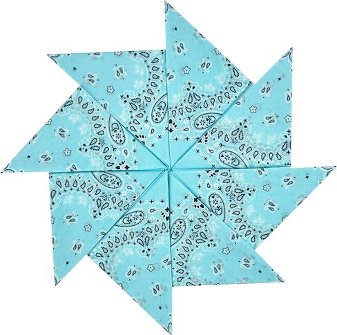 Junevna Bandanas 22 Inch 100% Cotton Double Sides Printed Head Neck Scarf Unisex Kerchief in Kuwait