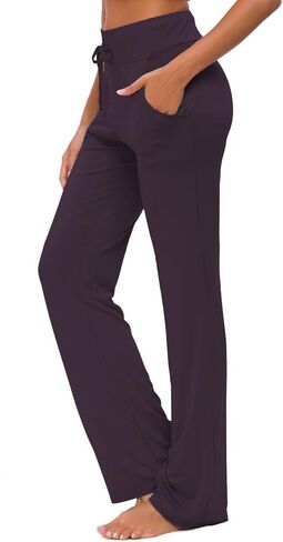 ADANIKI Womens Yoga Pants with Pockets Straight-Leg Loose Comfy Modal Drawstring Lounge Running Long Active Casual Sweatpants in Saudi Arabia