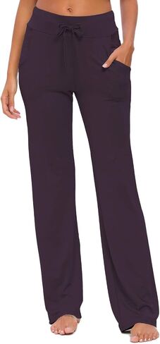 ADANIKI Womens Yoga Pants with Pockets Straight-Leg Loose Comfy Modal Drawstring Lounge Running Long Active Casual Sweatpants in Saudi Arabia