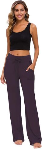 ADANIKI Womens Yoga Pants with Pockets Straight-Leg Loose Comfy Modal Drawstring Lounge Running Long Active Casual Sweatpants in Saudi Arabia