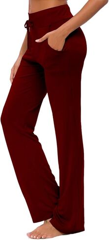 ADANIKI Womens Yoga Pants with Pockets Straight-Leg Loose Comfy Modal Drawstring Lounge Running Long Active Casual Sweatpants in Kuwait