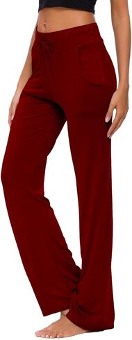 ADANIKI Womens Yoga Pants with Pockets Straight-Leg Loose Comfy Modal Drawstring Lounge Running Long Active Casual Sweatpants in Kuwait