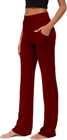 ADANIKI Womens Yoga Pants with Pockets Straight-Leg Loose Comfy Modal Drawstring Lounge Running Long Active Casual Sweatpants in Kuwait