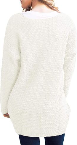 GRECERELLE Women's Loose Open Front Long Sleeve Chunky Knit Cable Cardigans Sweater with Pockets in Kuwait