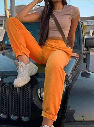 بنطال رياضي نسائي برتقالي لحفلات الهالوين، بنطال رياضي بجزء سفلي من شبح شبح، بنطال رياضي بطباعة اليقطين in Kuwait