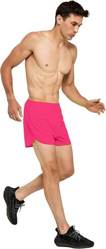 DEMOZU Men's 3 Inch Neon Running Shorts Quick Dry Workout Athletic Gym Marathon Shorts with Liner in Kuwait