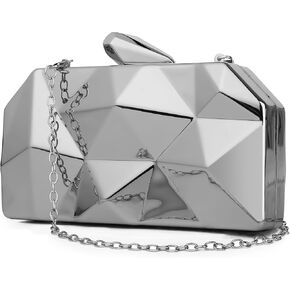 WIOLETA Gold Evening Bag,Geometric Evening Clutch,Metallic Gold Bags,Evening Bags for Wedding, Party&Formal Evening