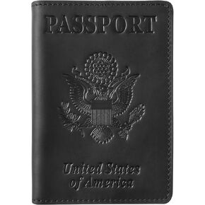 Jack&Chris Leather Passport Holder, Passport Travel Wallet Cover Case for Men Women, Leather Travel Documents Organizer Protector, JC105-Black
