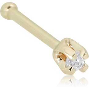 AVORA 14K Yellow/White Gold Simulated Diamond CZ Nose Ring Stud - 1.5mm,2mm and 3mm (20 Gauge)