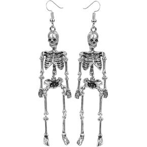 Szxc Women's Jointed Skeleton Dangle Long Earrings - 3-1/2 Inch - Ultra Light - Lead & Nickle Free - Halloween Costume Accessories