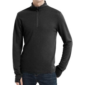 Mens 100% Merino Wool Base Layer Top 220 Midweight Zip Neck Tops for Ski