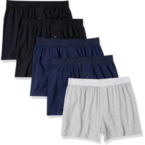 Amazon Essentials Men's Cotton Jersey Boxer Short (Available in Big & Tall), Pack of 5