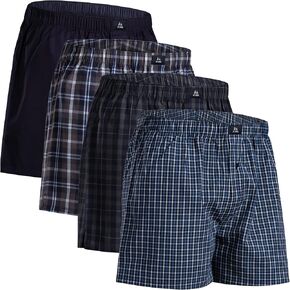 DANISH ENDURANCE Men’s Boxers, Woven Cotton Boxers for Men, Loose, Breathable & Lightweight Boxer Shorts, 4 & 6 Pack