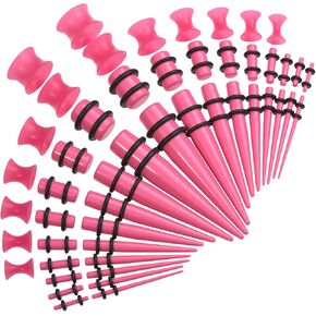 XSNA 50pcs Ear Gauge Stretching Kit 14G-00G | Ear Stretching Kit Tapers Plugs Tunnels Set Piercing Jewelry in Saudi Arabia