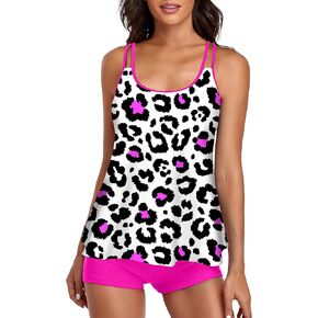UNIQWETO Tummy Control Tankini Swimsuits for Women's 2 Piece Bikini Bathing Suits Long Tank Top with Boyshorts in Kuwait