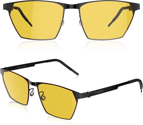 نظارات LUENX للرؤية الليلية، نظارات القيادة الليلية مضادة للوهج HD نايلون عدسة حماية من الأشعة فوق البنفسجية 400 نظارات ليلية للقيادة في الهواء الطلق ورياضة الصيد للجنسين مع حافظة أنيقة in Kuwait