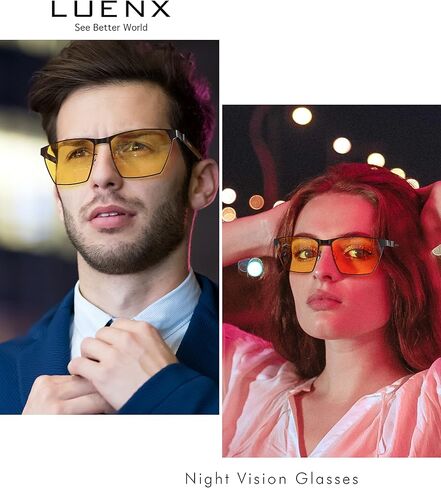 نظارات LUENX للرؤية الليلية، نظارات القيادة الليلية مضادة للوهج HD نايلون عدسة حماية من الأشعة فوق البنفسجية 400 نظارات ليلية للقيادة في الهواء الطلق ورياضة الصيد للجنسين مع حافظة أنيقة in Kuwait