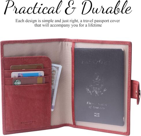 Genuine Leather Passport Case, RFID Passport Cover with Credit Card Holder for Women and Men Family ID Travel in Kuwait