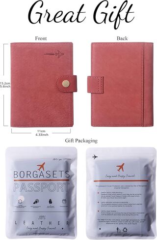 Genuine Leather Passport Case, RFID Passport Cover with Credit Card Holder for Women and Men Family ID Travel in Kuwait