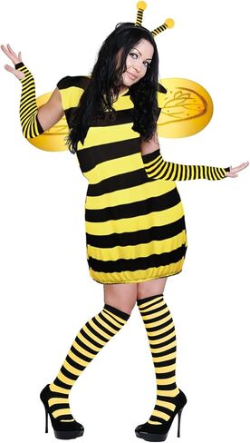 Matiniy Bee Costume Set for Women,Bee Bopper Headband,Arm Warmers,Knee Tights,Bee wings,Bee Dress for Halloween Cosplay in Saudi Arabia