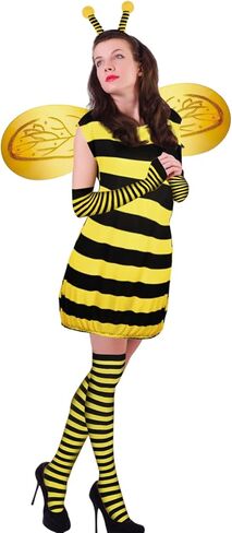 Matiniy Bee Costume Set for Women,Bee Bopper Headband,Arm Warmers,Knee Tights,Bee wings,Bee Dress for Halloween Cosplay in Saudi Arabia