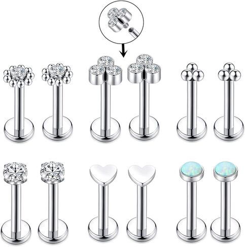 16G Monroe Lip Piercing Jewelry Labret Studs Tragus Hoop Earrings Nose Piercing Flat Back Helix Earring in Saudi Arabia