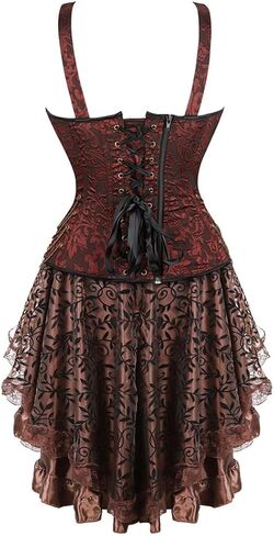 Frawirshau Steampunk مشد فساتين للنساء البخار الشرير القوطية كورسيه فوقي للنساء وتنورة مجموعة أزياء الهالوين in Kuwait